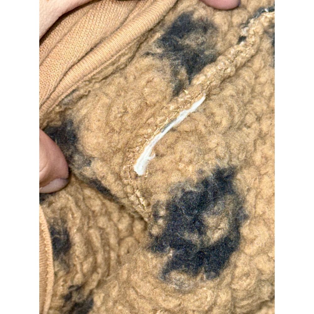 Abercrombie & Fitch Soft AF Tan Leopard Sherpa Fleece Zip Jacket Coat Womens M - Picture 4 of 9